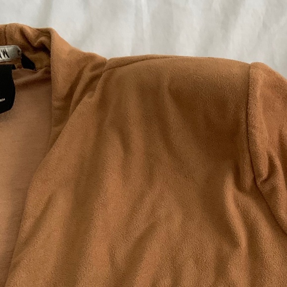 H&M Tan / Brown Faux Suede Open Front Blazer - Picture 4 of 8